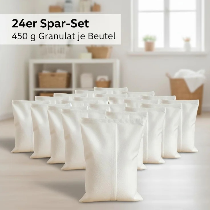 Thats Shopping GmbH 24x Luftentfeuchter Granulat 450g, MEGAPACK Nachfüllpack für alle Raumentfeuchter, salzbasierte Technologie, ideal gegen Feuchtigkeit und Schimmel – Bild 1