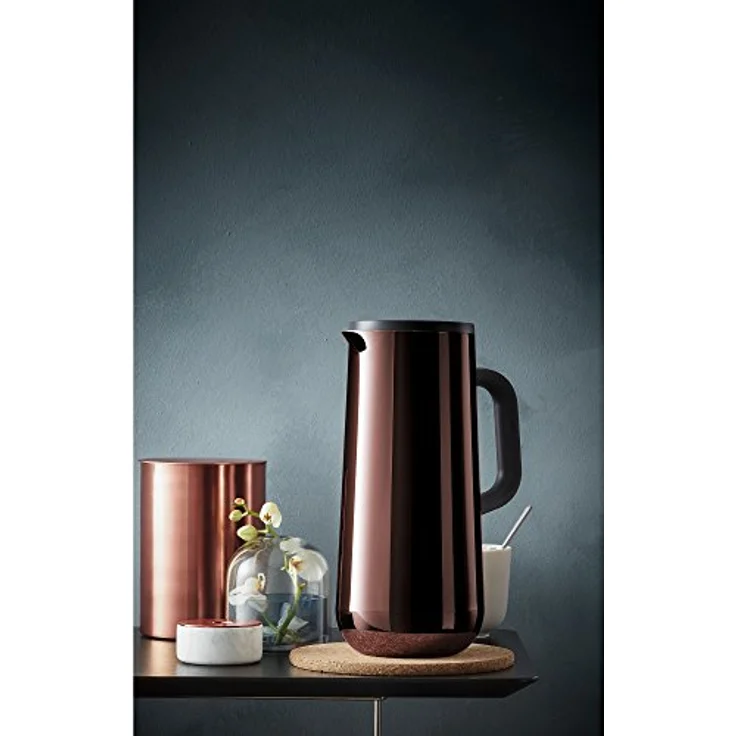 WMF Isolierkanne Thermoskanne Impulse Vintage Kupfer, 1,0 l, für Kaffee oder Tee Druckverschluss hält Getränke 24h kalt und warm – Bild 3
