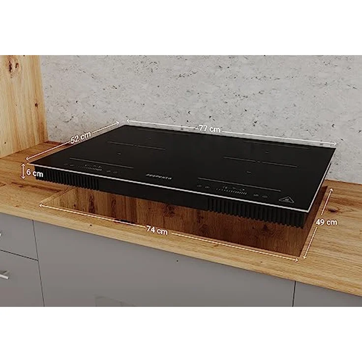 Respekta Rahmenloses Induktionskochfeld autark/Einbaukochfeld induktiv mit 4 Platten / 9 Leistungsstufen/Touch Control/Timer/Kindersicherung / 77 cm/in schwarz/KM 8800IF-28 – Bild 3
