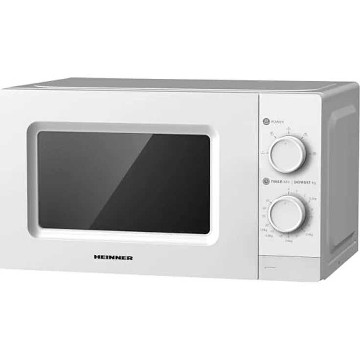 Heinner HMW-MD20MWH Mikrowelle 20 L, 700 W mit Mechanischer Steuerung, Timer und Auftaufunktion, Weiß – Bild 2