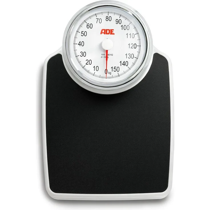 ADE Personenwaage Analoge Körperwaage im Retrostil, präzise Doktorwaage, rutschfeste Oberfläche, bis 160kg, schwarz