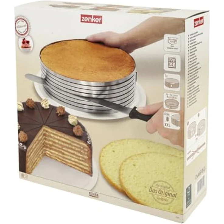Zenker Tortenboden-Schneidhilfe Patisserie für Ø 26 und Ø 28 cm, Kuchen-Schneidhilfe für gleichmäßge Tortenböden, stabiler Edelstahlring (Farbe: Silber) - spülmaschinengeeignet, Menge: 1 Stück – Bild 8