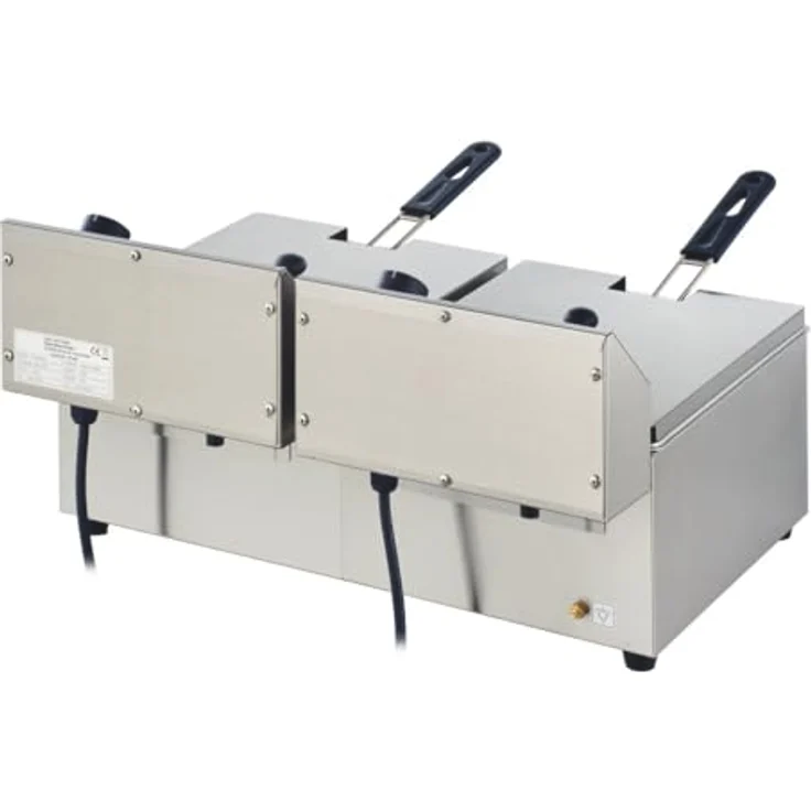 GastroHero Doppelfritteuse EF-ECO6_6, Edelstahl-Doppelfritteuse mit 2x 6 Liter Becken, zwei Thermostaten und Überhitzungsschutz für Gastronomie und Restaurants – Bild 2