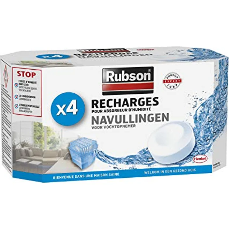 Rubson 1852170 Tabs für Luftentfeuchter, Weiß, 4 Stück