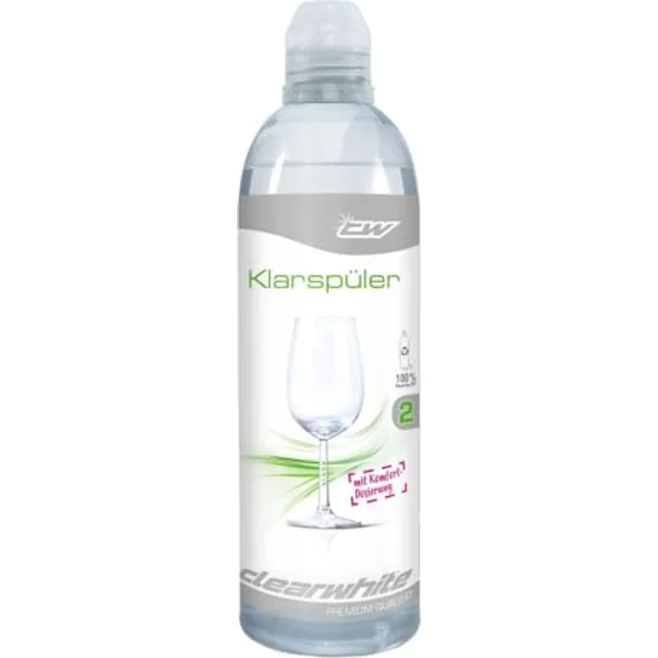 ClearWhite Klarspüler mit Komfort Dosierung, 500 ml, Glasschutz-Formel, schützt vor Glaskorrosion und verhindert Kalkflecken – Bild 1