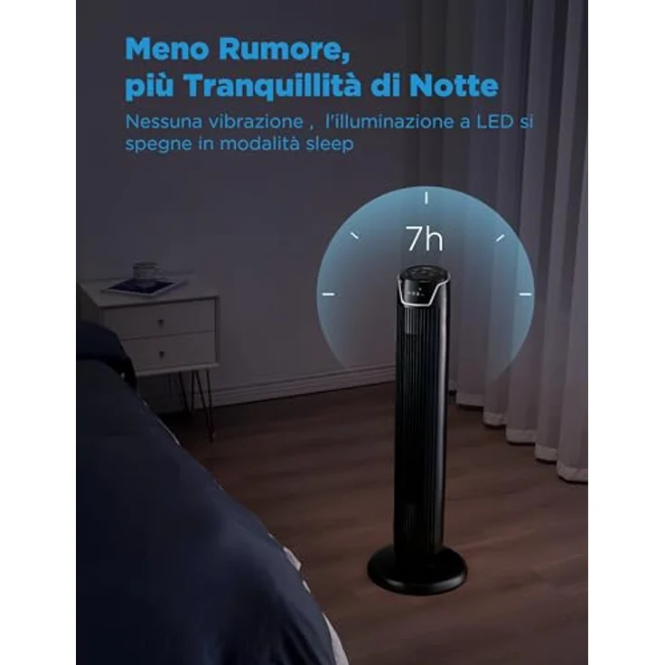 Midea FZ10-17JR Turmventilator, 45 W, 92 cm, mit Fernbedienung, 7 Stunden Timer, 3 Modi, 3 Geschwindigkeiten, Schwarz – Bild 5