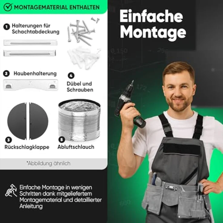 Bomann Dunstabzugshaube 60cm DU 7611 G | bunte LED Beleuchtung | Umluft & Abluft | leise Kopffreihaube | mattschwarz – Bild 4