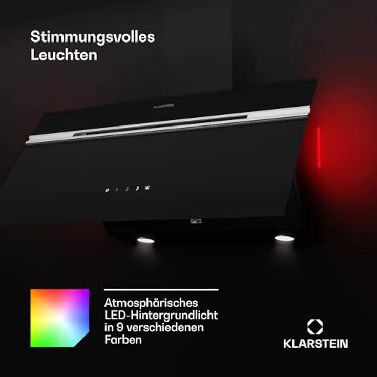 Klarstein Dunstabzugshaube, Abluft-Dunstabzugshaube mit Spülmaschinenfestem Filter aus Aluminium, Leiser Abzugshaube für Abluft, 600m³/h Luftstrom, Wandhauben mit LEDs, Dunstabzug zur Wandmontage – Bild 5