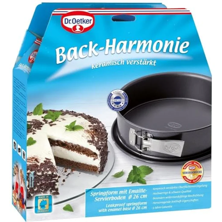 Dr. Oetker Spring--Kuchen--Backform, Ø 26 cm, auslaufsichere, runde, aus Stahl mit keramisch verstärkter Antihaft-Beschichtung, Menge: 1 Stück, Farbe: grau – Bild 4