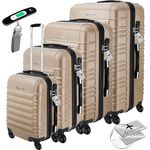KESSER® 4tlg. Hartschalenkofferset Hartschalenkoffer Reisekoffer Set Reisekofferset Trolley Koffer Inkl. Kofferwaage + Gepäckanhänger Rollkoffer Schloss 4 Rollen ABS-Hartschale Teleskopgriff S-M-L-XL