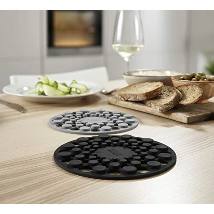 Joseph Joseph Spot-On, 2er-Set Silikonuntersetzer, hitzebeständig bis 220°C, Schwarz/Grau – Bild 4