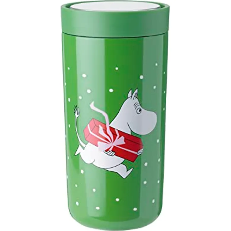 Stelton To-Go Click, Thermobecher 0,4 Liter - doppelwandige Isolierflasche für heiße & kalte Getränke, rostfrei, auslaufsicher mit Smart-Click-Deckel - Moomin Present