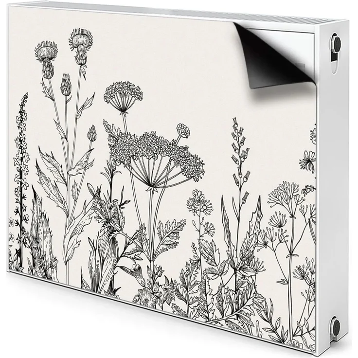 Tulup Magnetfolie für Heizkörper, dekorative Blumen Heizkörperabdeckung, magnetisch, 110x60 cm, grau, wiederverwendbar und pflegeleicht