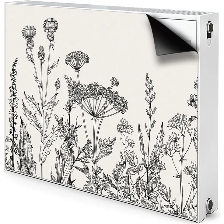 Tulup Magnetfolie für Heizkörper, dekorative Blumen Heizkörperabdeckung, magnetisch, 110x60 cm, grau, wiederverwendbar und pflegeleicht