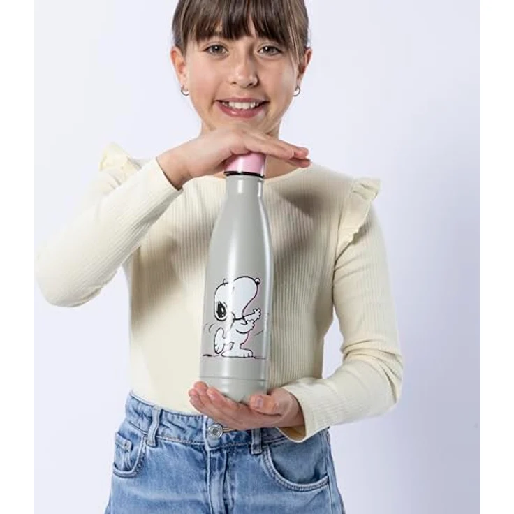 Undercover Snoopy Edelstahl Isolierflasche, doppelwandig, 500ml, auslaufsicher, für Mädchen, ideal für unterwegs – Bild 3