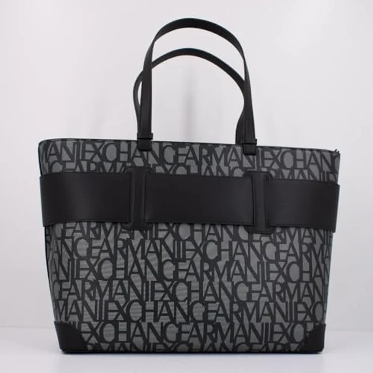 Armani Exchange Shopper Tasche, 55.5 cm x 12 cm x 29 cm, 100% Baumwolle, schwarz – Bild 3