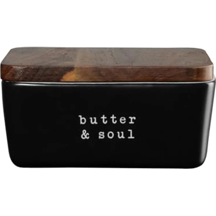 ASA Selection Hey! Butterdose Butter & Soul schwarz 15x10x7,8cm - Modernes Design mit Akazienholzdeckel – Bild 1