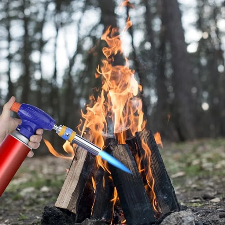 Retoo Flambierbrenner Küchenbrenner Piezo-Zündung 1300°C Edelstahl Blau – Bild 5