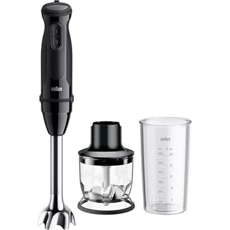 Braun Multiquick 3 MQ30.201.MBK, Stabmixer mit 900 Watt Leistung, stufenloser Geschwindigkeitskontrolle und spülmaschinenfester Edelstahl-Mixerschüssel 0,6 l, schwarz – Bild 1