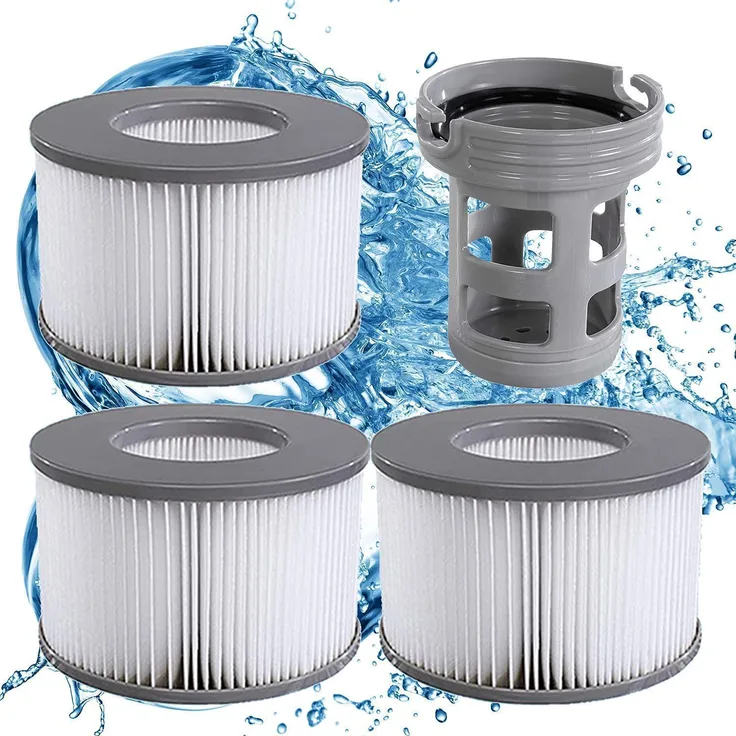 MSpa Ersatzfilter für Whirlpool & Spa, 3er Set mit Halterung, kompatibel ab Modell 2020, leicht zu reinigen und langlebig