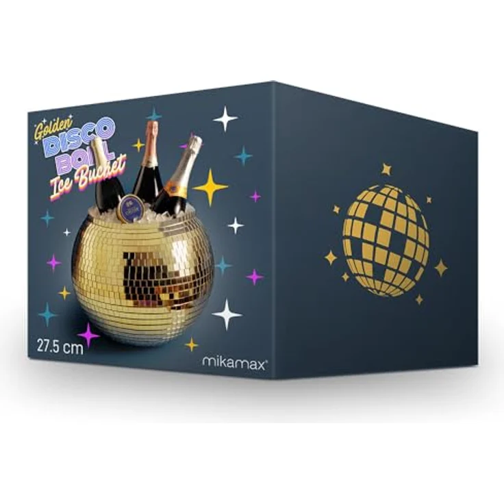 mikamax Eiskübel Discokugel Gold XL, 11 Liter Getränkekühler für Partys und Events, handgefertigtes Design, lebensmittelecht und auslaufsicher, 27,5 cm – Bild 5