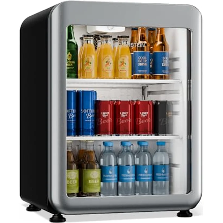 Klarstein Audrey Evo Getränkekühlschrank 65 L, Glastür, einstellbare Temperatur 0–10 °C, LED-Beleuchtung, leiser Betrieb, 2 Regalböden – Bild 1
