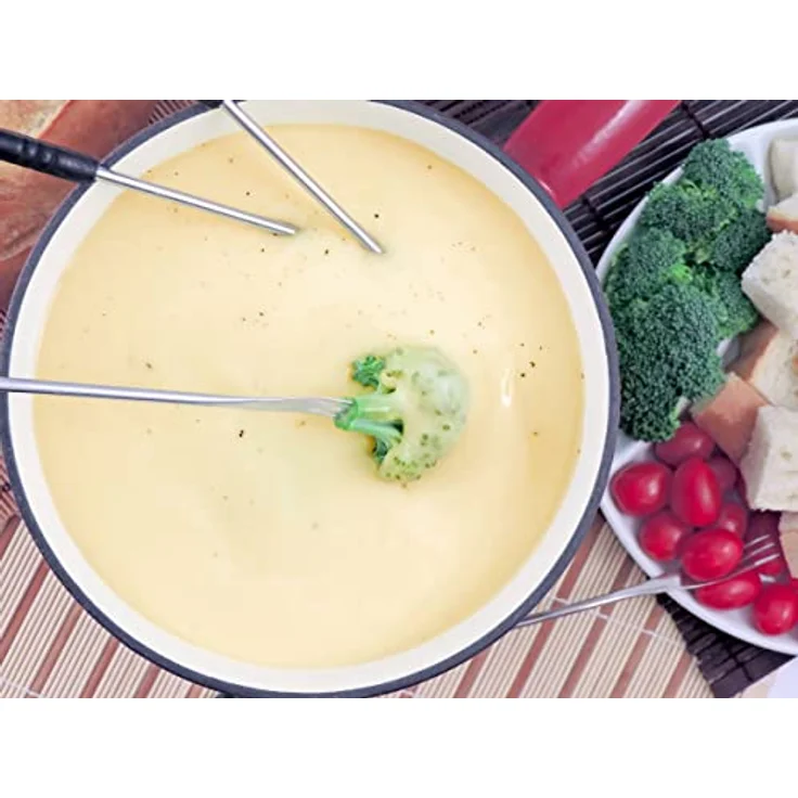 Swissmar KF-66517 Lugano Fondue Set 9-teiliges, Gusseisen/Edelstahl, Kirschrot, 2L, Fondue-Set für Fleisch, Käse und Schokolade, für 4 Personen, Geschenkset – Bild 4