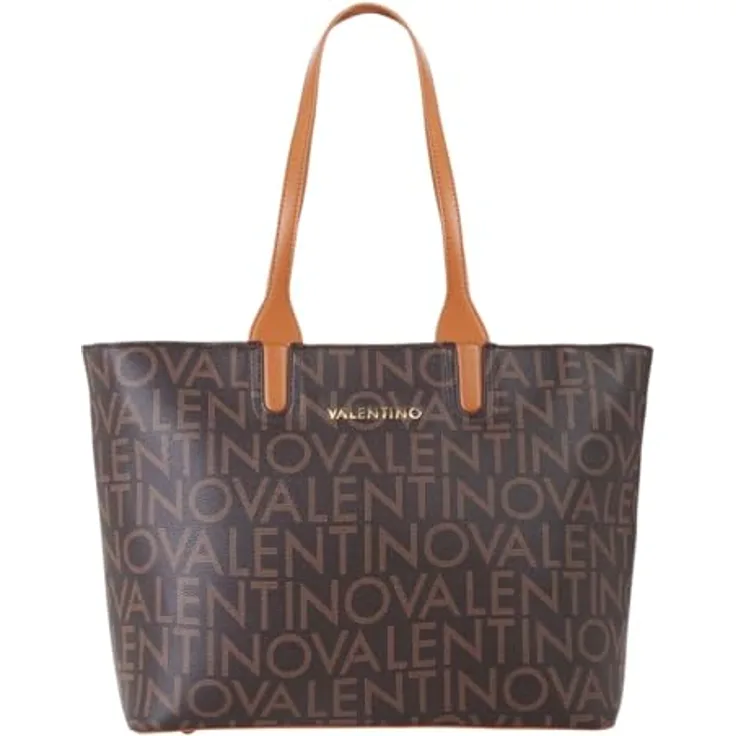 VALENTINO BAGS Shopper Regina, elegante Einkaufstasche aus robustem Polyurethan mit Reißverschlussfach, Schwarz