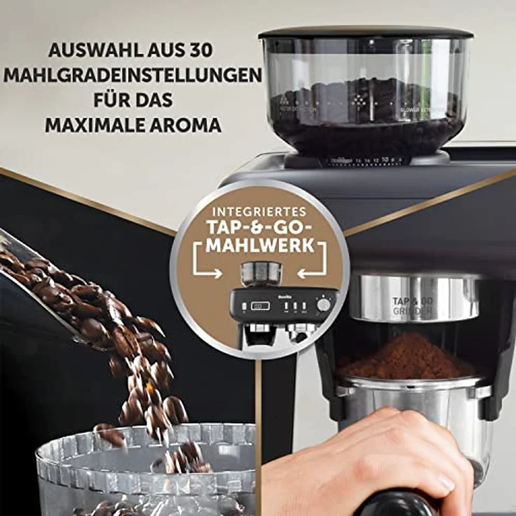 Breville Barista Espresso Max +, Siebträgermaschine mit integriertem Mahlwerk und 15 Bar Pumpendruck, Schwarz – Bild 3