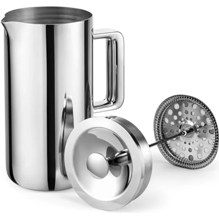 aarke Coffee Press – Premium Kaffeepresse aus Edelstahl, Doppelwand-Vakuumisolierung, Auslaufsicherer Ausguss, 8 Tassen – Bild 2