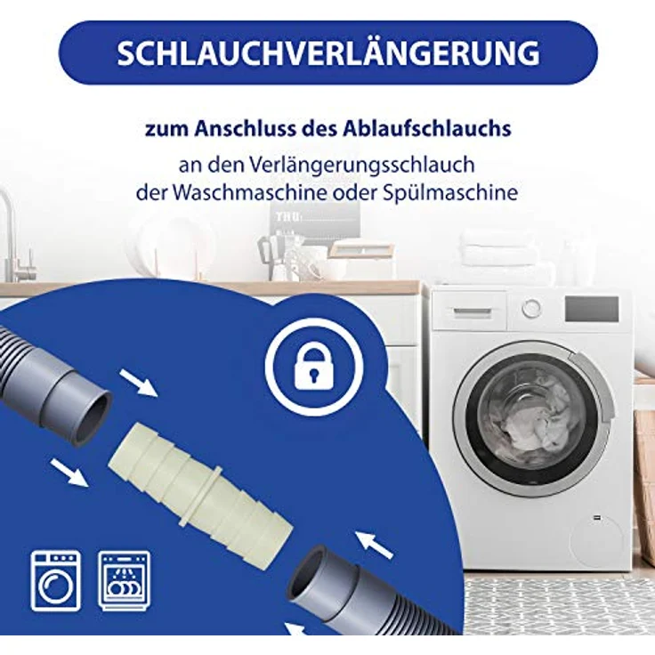 VIOKS Waschmaschine Abfluss Adapter Ø22mm für Flexibler Ablaufschlauch Waschmaschine/Abwasserschlauch Spülmaschine & Schlauchverbinder für Ablaufschlauch Waschmaschinenschlauch Verlängerung – Bild 2