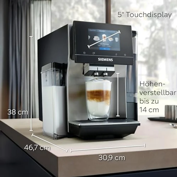 Siemens Kaffeevollautomat EQ700 integral Edelstahl TQ717D03, 36 Heiß- und Kaltgetränke, Home Connect, Silber – Bild 2