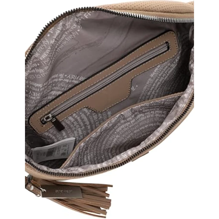 Suri Frey SFY Romy, Handtasche Umhängetasche in Lasercut-Optik, Beige, mit verstellbarem Umhängeriemen und Reißverschluss – Bild 7