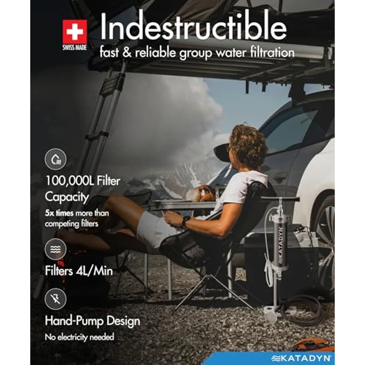 Katadyn Expedition Hochleistungsfilter Wasserfilter, ideal für grosse Gruppen bis 20 Personen, Keramik-Tiefenfiltration, 4 l/min Leistung, Endurance Serie, metallisch – Bild 4