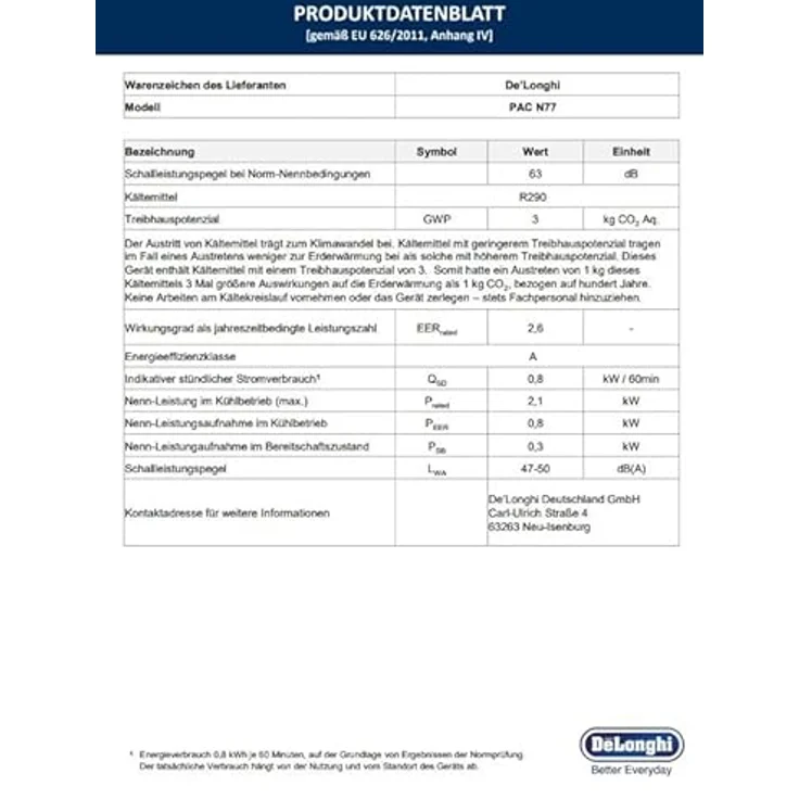De'Longhi PAC EM77 Pinguino Mobiles Klimagerät, 9.600BTU – Bild 10