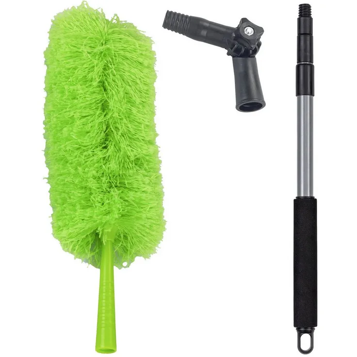 Maximex Mikrofaser Staubwedel mit Teleskopstiel und Knickgelenk, antistatische Fasern, Reinigen bis 384 cm, Gewicht 290 g