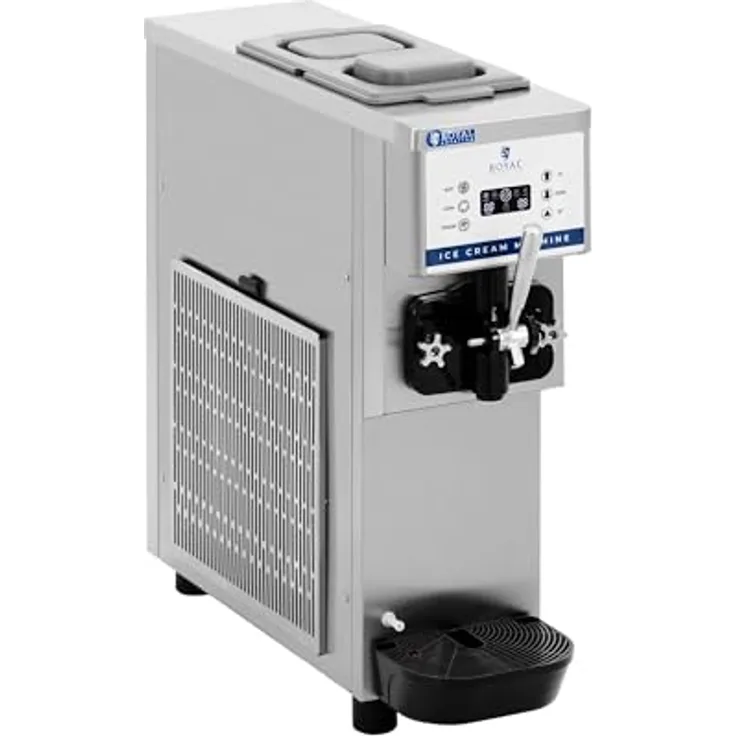 Royal Catering RCSI-16A Softeismaschine 13 l/h 800 W 7,1 l für Eiscreme und Sorbet LED-Anzeige Tropfschale Edelstahl Frozen Joghurt Maschine Gastro Eismaschine Softeisautomat