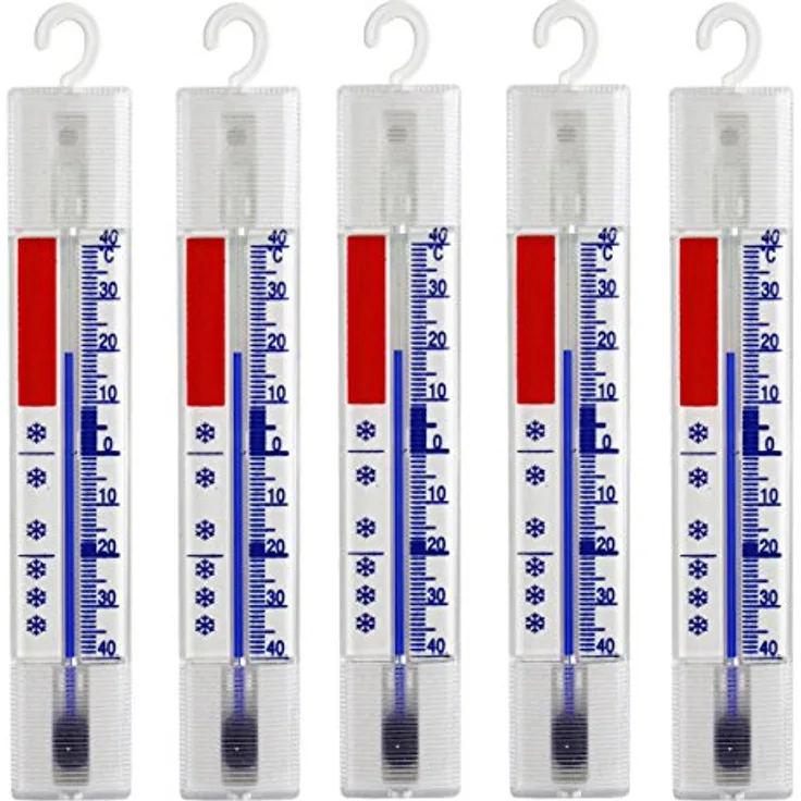 Lantelme 5 Stück Kühlschrank Thermometer Set Deutsche Herstellung analog Gefrierschrank Kühlschrankthermometer Haken 3293
