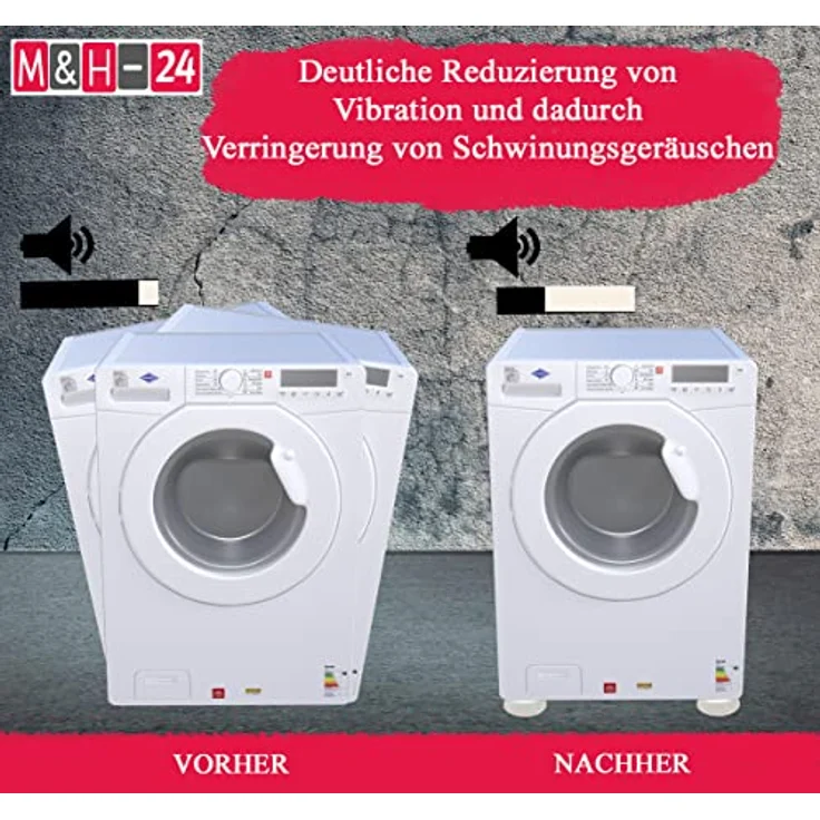 M&H-24 Waschmaschinen Unterlage Schwingungsdämpfer Vibrationsdämpfer Antivibrationsmatte - Gummi Füße für Waschmaschine & Trockner Waschmaschinenzubehör Weiß 4 Stück – Bild 7