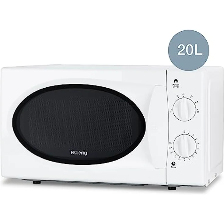 H.Koenig VIO6 Mikrowelle, Standgerät, 20 Liter Garraum, Teller Druchmesser 24,5 cm, 5 Programme, Auftaufunktion, 700 Watt, weiß – Bild 2