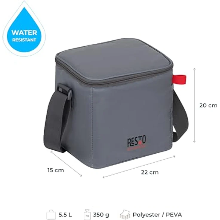 Resto Kühltasche 5506, praktische Kühlbox mit 5,5 l Fassungsvermögen, graue Polyesterfarbe, passive Kühltechnologie – Bild 2