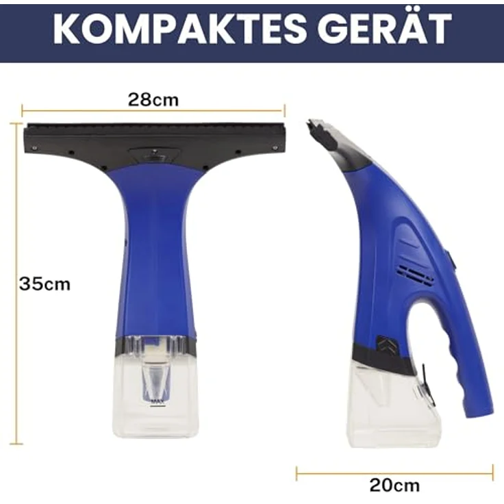 Sommertal Akku-Fenstersauger Set, 1600Pa Saugleistung, 25 Min Akkulaufzeit, inkl. Sprühflasche & Mikrofaserpad, streifenfreier Fensterputz – Bild 6
