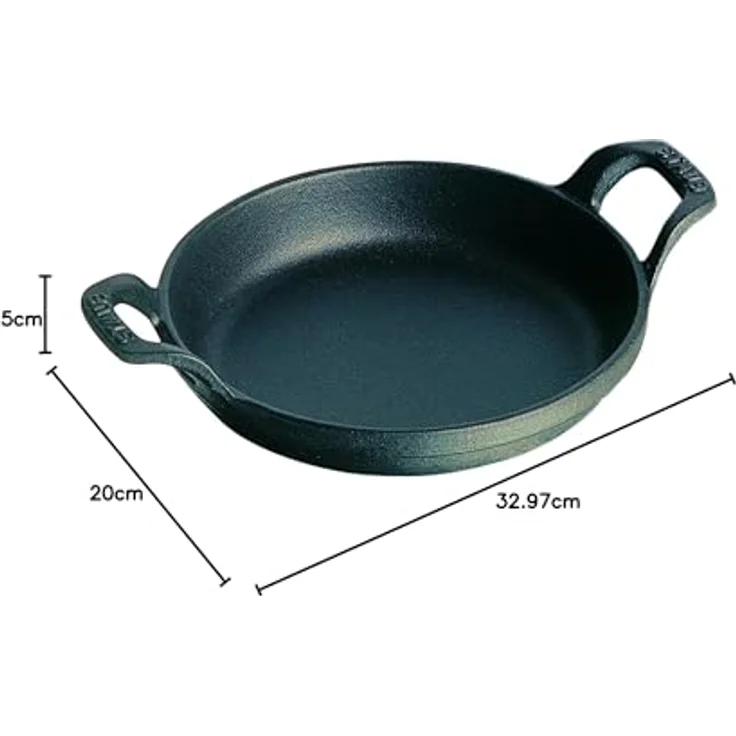 Staub 1302023 stapelbare Auflaufform, rund 20 cm, 0,75 L mit mattschwarzer lierung im Inneren der Auflaufform, schwarz – Bild 5