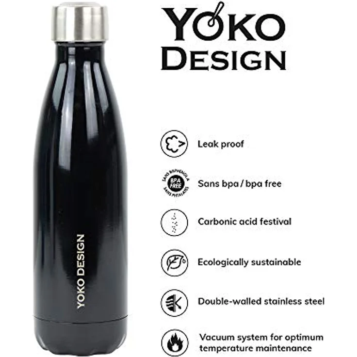 YOKO DESIGN Motivflasche Thermosflasche, Edelstahl, Holz, 6 cm – Bild 3