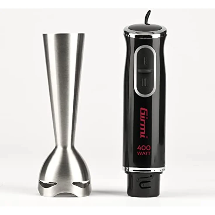 Girmi Immersionsmixer MX0300, 400W mit Edelstahlstab und 2 Geschwindigkeiten, schwarz und Edelstahl – Bild 3