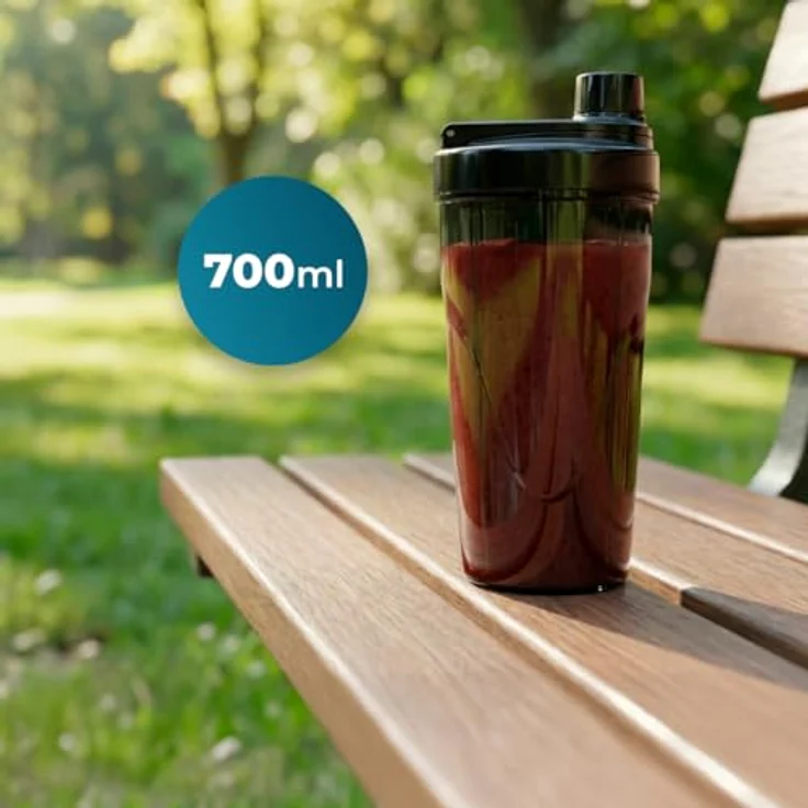 Cecotec Personal Blender PowerTitanium 1000 Push2Go, 1000 W, 6-flügelige Edelstahlklinge, 2 Becher à 700 ml mit Deckeln – Bild 5