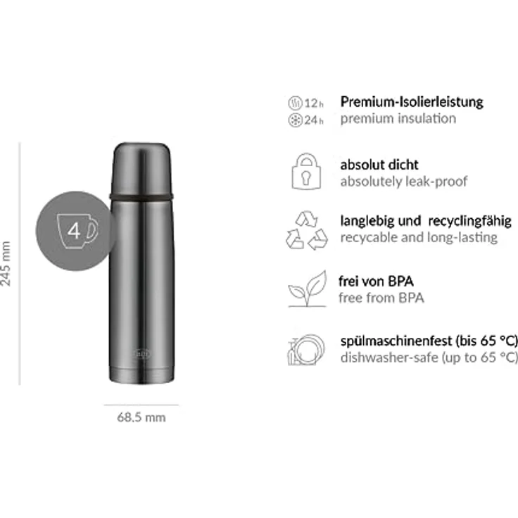 alfi Thermosflasche, Edelstahl, Cool Grey, 0,5 Liter – Bild 8