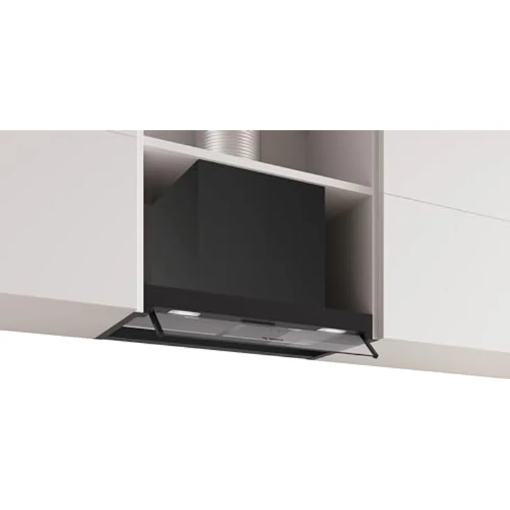 Bosch DBB65CC60, Serie 4, Integrierte Designhaube, 60 cm, Klarglas, Mattschwarz, Kondensatormotor, 3 Leistungsstufen, spülmaschinengeeignete Metallfettfilter – Bild 2