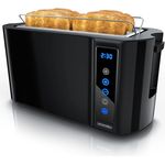 Arendo Edelstahl Toaster Langschlitz 4 Scheiben, Touchscreen, Doppelwandgehäuse, 7 Bräunungsgrade, Memoryfunktion, Klavierlack Schwarz