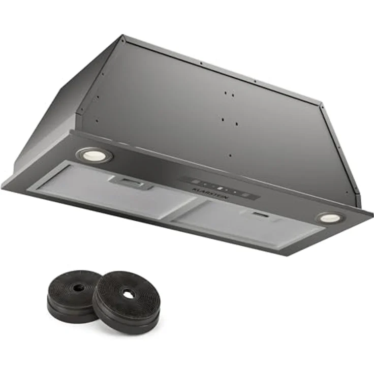 Klarstein Dunstabzugshaube 72cm, Abluft/Umluft-Dunstabzugshaube mit Filter, LED-Beleuchtung, Timer & Touch-Bedienfeld, Leise Einbau-Abzugshaube mit 439 m³/h Luftstrom, Edelstahl-Dunstabzug – Bild 1